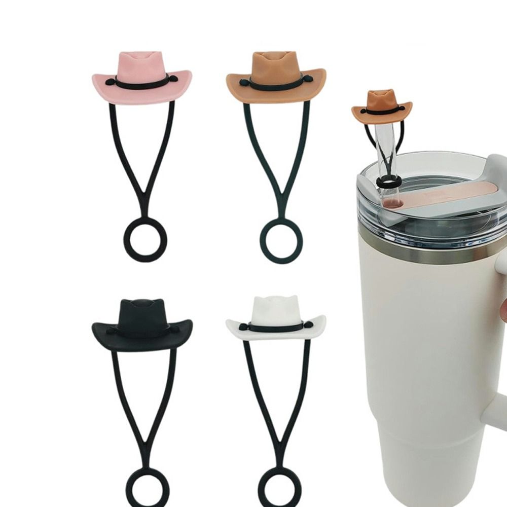 Cowboy Hat Straw - 1/4 Stück luftdichte Silikon-Cowboyhut-Strohhüllen, spritzwassergeschützt, staubdicht,