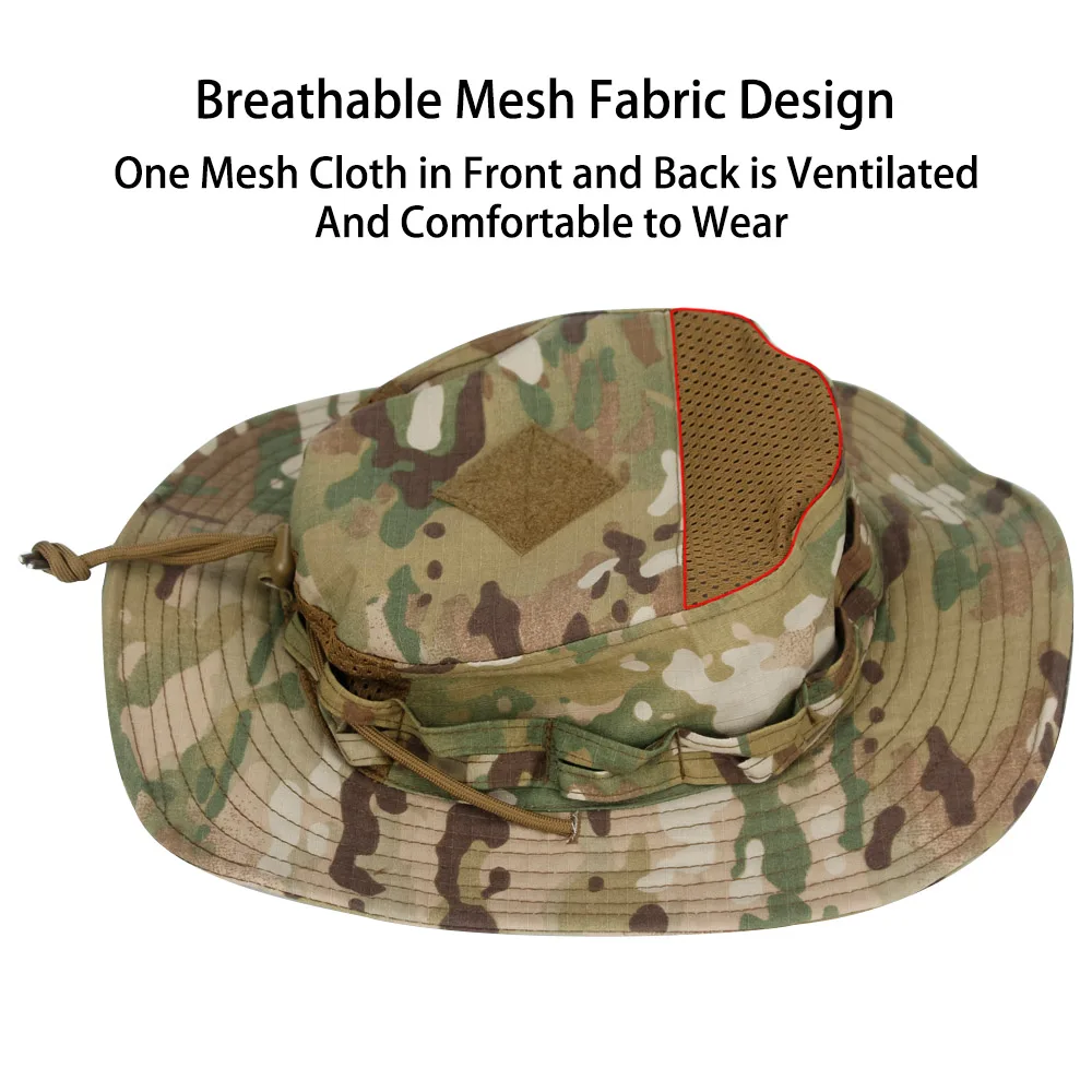 Boonie Hat Tactical - Taktischer Camo-Boonie-Hut UPF 50+, winddicht, atmungsaktiv,