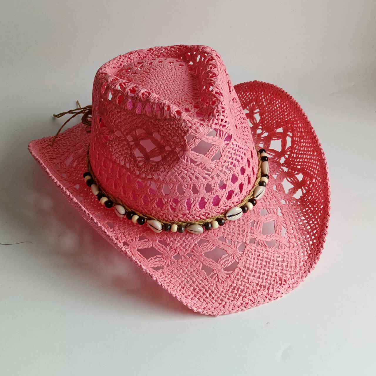 Cowboy Hat Straw - Rosa Cowboy-Strohhut, handgefertigter Cowboy-Strohhut für Herren,