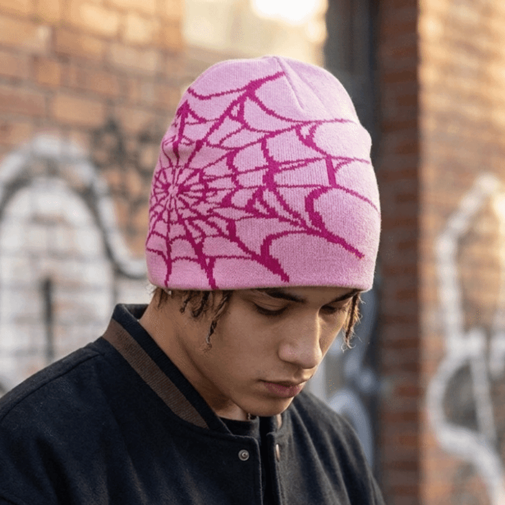 Y2K Weiche Spinnennetz-Muster  – Beanie Cuffed Knit Bewertung und Preis